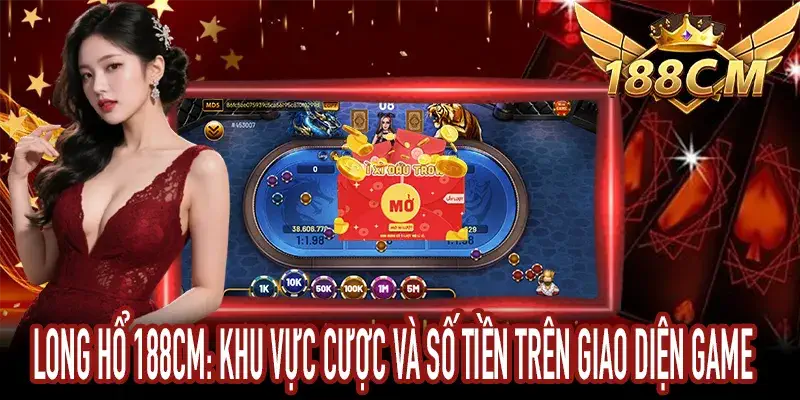 Long Hổ 188CM: Cửa cược và số tiền đã chọn trên giao diện